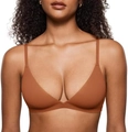 Bralette a triangolo senza cuciture marrone caramello con profondo scollo a V - L / Beige Bronzo