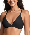 Bralette de triángulo sin costuras para mujer en negro clásico con tirantes finos - S / Negro