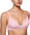 Seamless light pink triangle bralette with thin straps and a deep V-neck design - Pink
