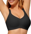 Women's wire-free full coverage black push-up bra with seamless high elasticity support - Black