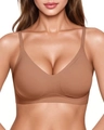 Seamless jelly wireless bra for women in caramel brown finish with soft adjustable straps - Light Coffee