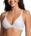 Bralette de triángulo blanco sin costuras para mujer con tirantes ajustables cómodo - S / Blanco