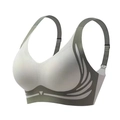 Reggiseno senza ferretto bianco con bordo verde salvia e spalline regolabili - 3 XL / Verde