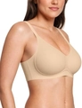Seamless nude wireless bra with adjustable straps and soft buttery fabric for comfort - Semolina