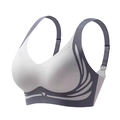 Reggiseno senza ferretto a copertura totale con spalline regolabili in grigio e bianco - 3 XL / Blu