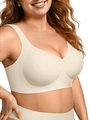 Beige seamless wireless bra for women with wide straps and full coverage support - Beige