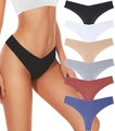 6er-Pack nahtlose Damen-V-Strings in Schwarz, Weiß, Beige, Grau, Rot und Dunkelblau - S / Mehrfarbig h1
