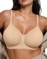 Sujetador sin aros color beige con escote en V y tirantes finos ajustables - S / Color Piel