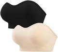 Two-pack seamless strapless tube tops with wavy edges in black and beige colors - Black And Beige
