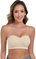 Seamless strapless bandeau bra in beige skin tone with anti-slip design for women - Beige