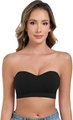 Women's seamless strapless bandeau bra in black with supportive padded design - Black