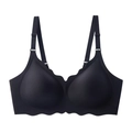 Sujetador negro sin costuras tallas grandes con bordes ondulados y tirantes - S / Negro