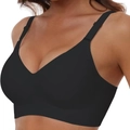 Seamless V-neck wireless jelly support bra for women in minimalist black color - S / Black