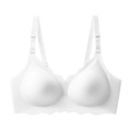 Reggiseno senza cuciture bianco con bordi a conchiglia e spalline regolabili - 3X-Large / Bianco