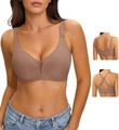Brown seamless wireless jelly supportive bra for women with versatile back straps - Coffee