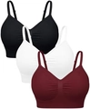Three-pack seamless sports bras in black, white, and wine red with adjustable straps - S / Black White Wine Red