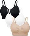 Three-pack of seamless bras in black, white, and nude colors with adjustable straps - L / Black White Beige