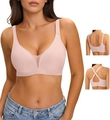 Pink wireless jelly supportive bra with V-neck mesh detail and adjustable straps - Pink