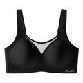Plus size black seamless wireless bra with V-mesh detail and supportive lift design - M / Classic Black