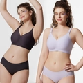 Seamless nursing bra and panty set for breastfeeding in black and lavender colors - Violet