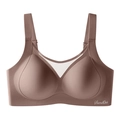 Seamless coffee brown bra for women with white mesh breathable panel and push-up support - M / Dark Coffee
