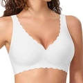 Naadloze witte jelly bh voor dames met golvende randen en glad draagcomfort - S / Wit