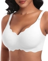 Wireless white jelly bra with scalloped edges and seamless comfort design for women - 3XL / White
