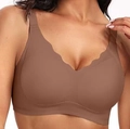 Sujetador marrón sin costuras con bordes festoneados para soporte cómodo y cobertura completa - 3XL / Marrón