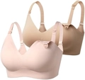 Two-pack seamless maternity nursing bras in soft pink and beige with one-hand clips - Oyster Pink And Maple Sugar