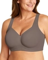 Nahtloser bügelloser BH in Braungrau mit breiten Trägern und voller Abdeckung - 3XL / Grau