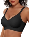 Sujetador push-up negro sin aros para mujer con tirantes anchos y ajustables - 2XL / Negro
