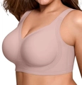 Seamless full coverage wireless bra in dusty pink with wide straps for support - 3 XL / Rose Pink