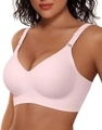 Sujetador sin costuras rosa claro sin aros con tirantes anchos para soporte diario - 2XL / Rosa