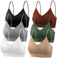 6er-Pack gerippte, nahtlose, gepolsterte Bralettes in verschiedenen Farben für Damen - M-L / Schwarz Weiß Grün Grau Beige Rost