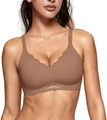Brown seamless wireless bra for women with elegant scalloped edges and full coverage fit - 2XL / Coffee