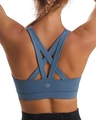 Reggiseno sportivo blu grigio con spalline incrociate e dettaglio logo circolare - 2XL / Blu grigio