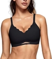 Women's black seamless wire-free bra with scallop edge trim and cutout details - XL / Black