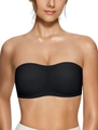 Sujetador bandeau negro sin costuras para mujer con silicona antideslizante y acolchado - M / Negro