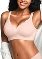 Pink wireless seamless bra with scalloped edges and high-elastic comfort support - S / Pink