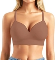 Seamless brown wireless T-shirt bra with wide side wings for maximum support and comfort - Light Coffee