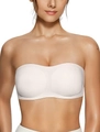 Sujetador bandeau blanco sin costuras con relleno y banda de silicona antideslizante - M / Blanco