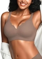 Seamless wireless jelly bra in mocha brown with scalloped edges for daily comfort - M / Gray