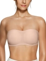 Sujetador bandeau sin costuras ni tirantes en color piel con silicona antideslizante - L / Color Piel