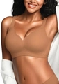 Brown seamless wire-free jelly bra featuring stylish scalloped edges and high elastic fabric - XL / Coffee