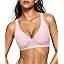Leicht rosa kabelloser V-Ausschnitt Kreuz BH für Damen aus atmungsaktivem Stoff - 3XL / Nude-Rosa