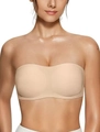 Seamless strapless bandeau bra in skin tone with non-slip design for women - M / Sand