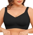 Sujetador negro sin costuras ni aros con tirantes anchos y tejido elástico de soporte - L / Negro