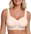 Seamless push-up wire-free bra in nude beige with wide straps and high elasticity - Pink