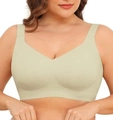 Women's light green seamless wireless bra with wide straps and supportive jelly structure - Light Green