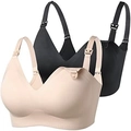 Two-pack seamless nursing bras in beige and black with adjustable clips - M / Black And Beige